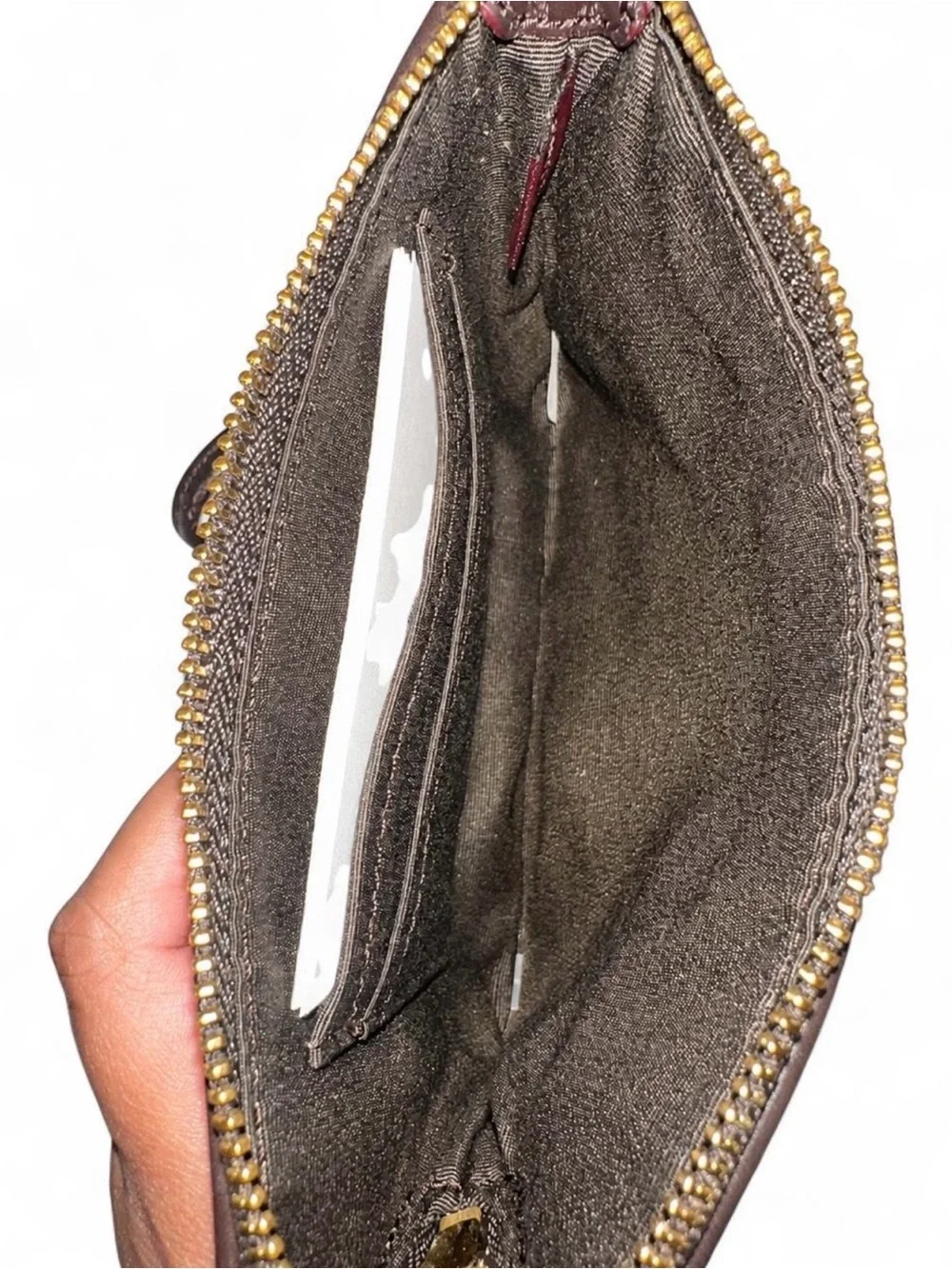 Coach Brown and Tan Signature Double Zip Wristlet